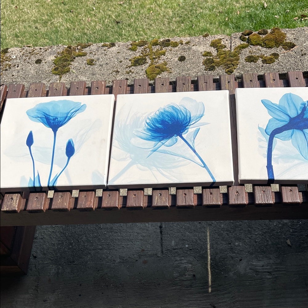 Blue Floral Canvas Art Set